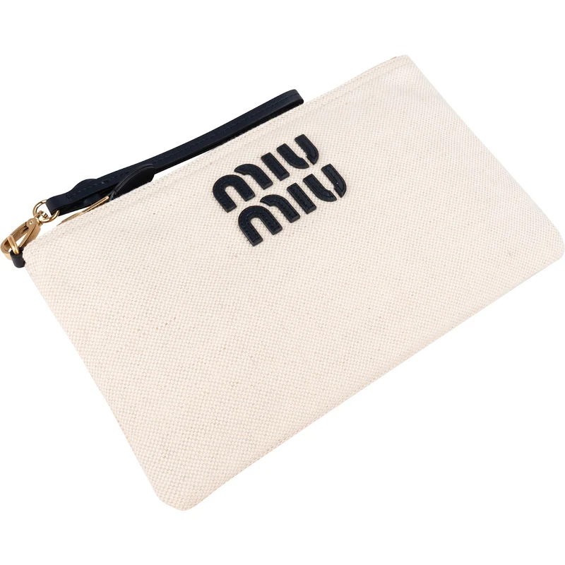 Miu Miu Chic Canvas Emblem Pouch Bag