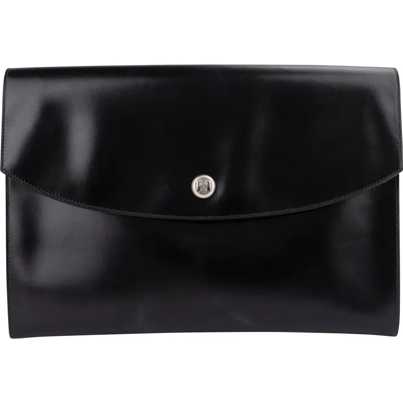 Hermès Noir Box Calfskin Rio Piano Clutch