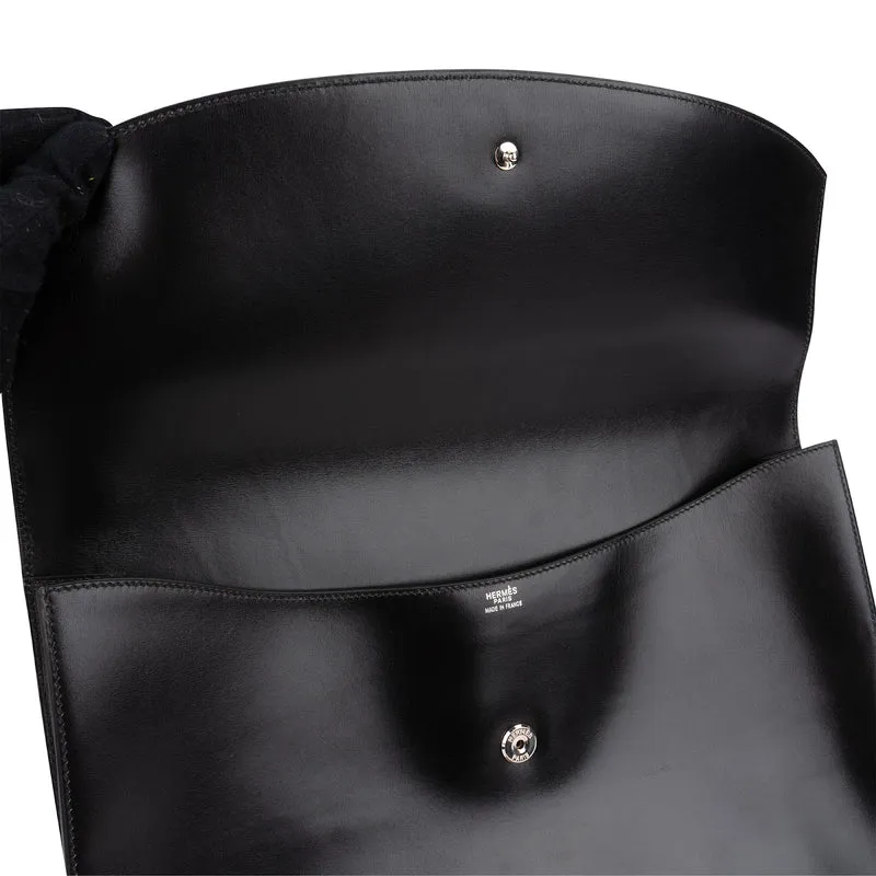 Hermès Noir Box Calfskin Rio Piano Clutch