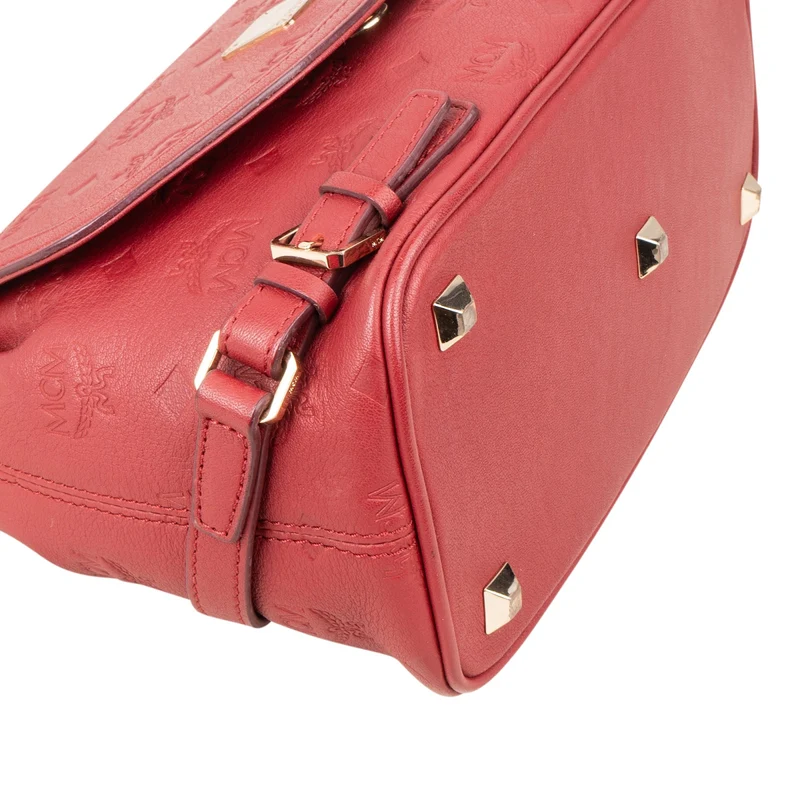 MCM Visetos Monogram Embossed Leather Patricia Saddle Shoulder Crossbody Bag