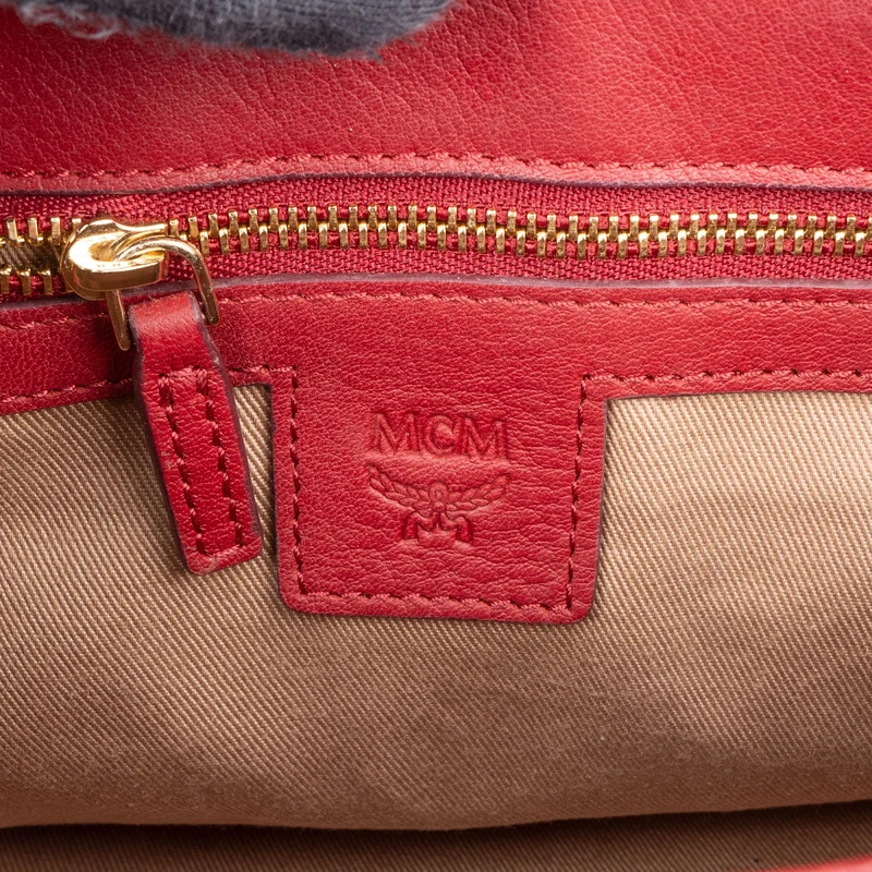 MCM Visetos Monogram Embossed Leather Patricia Saddle Shoulder Crossbody Bag