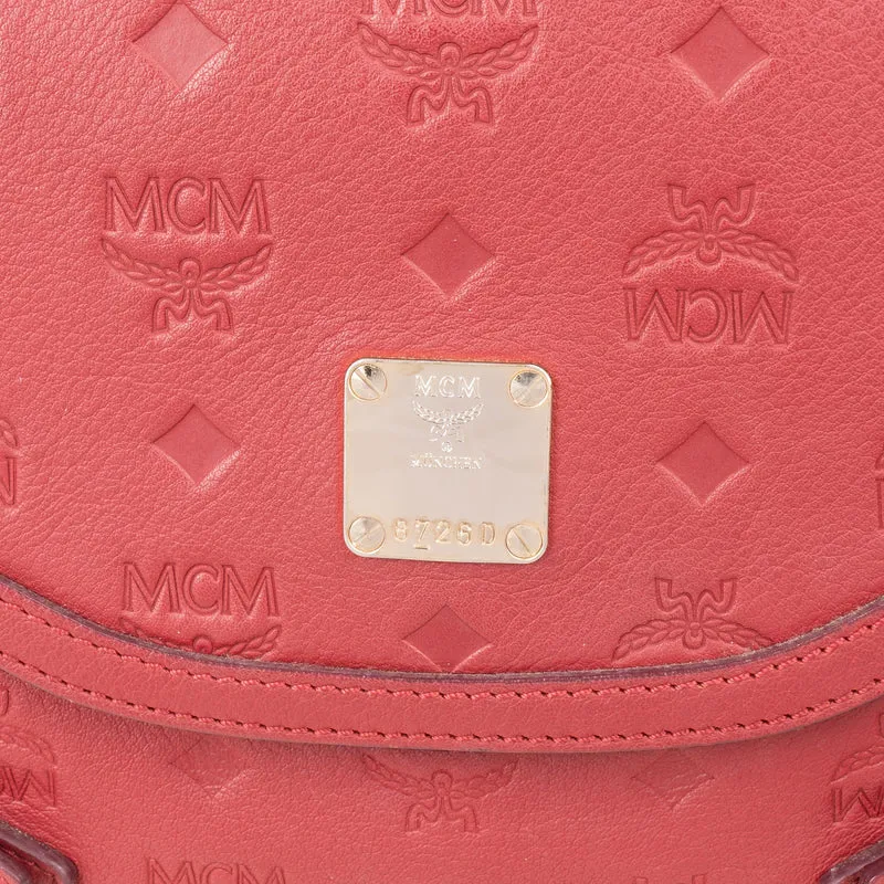 MCM Visetos Monogram Embossed Leather Patricia Saddle Shoulder Crossbody Bag