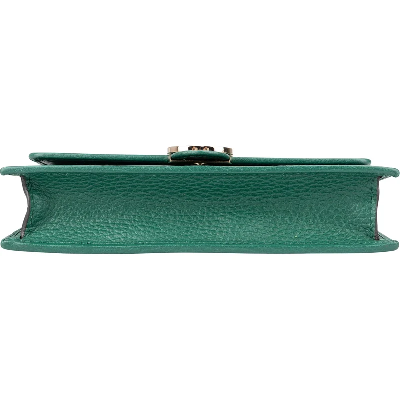 Gucci Pebbled Leather Interlocking GG Wallet On Chain Crossbody Bag
