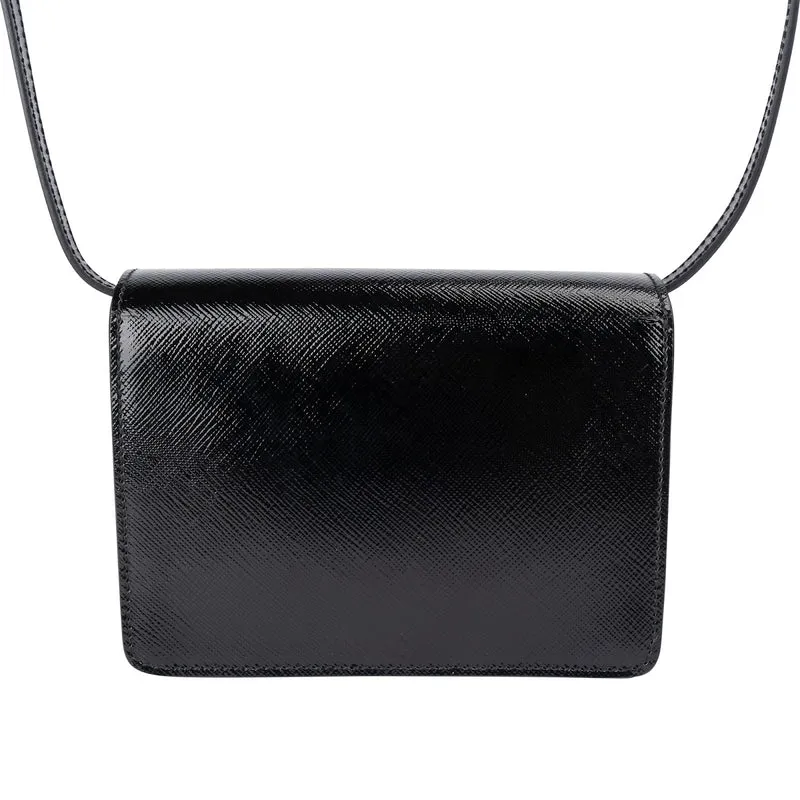 Prada Saffiano Vernice Leather Small Flap Crossbody Bag