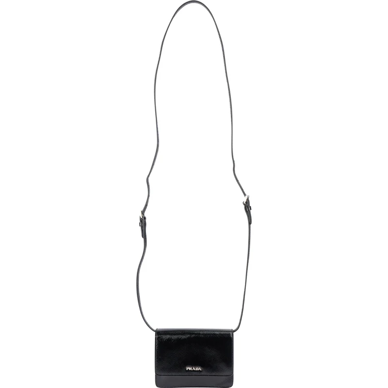 Prada Saffiano Vernice Leather Small Flap Crossbody Bag
