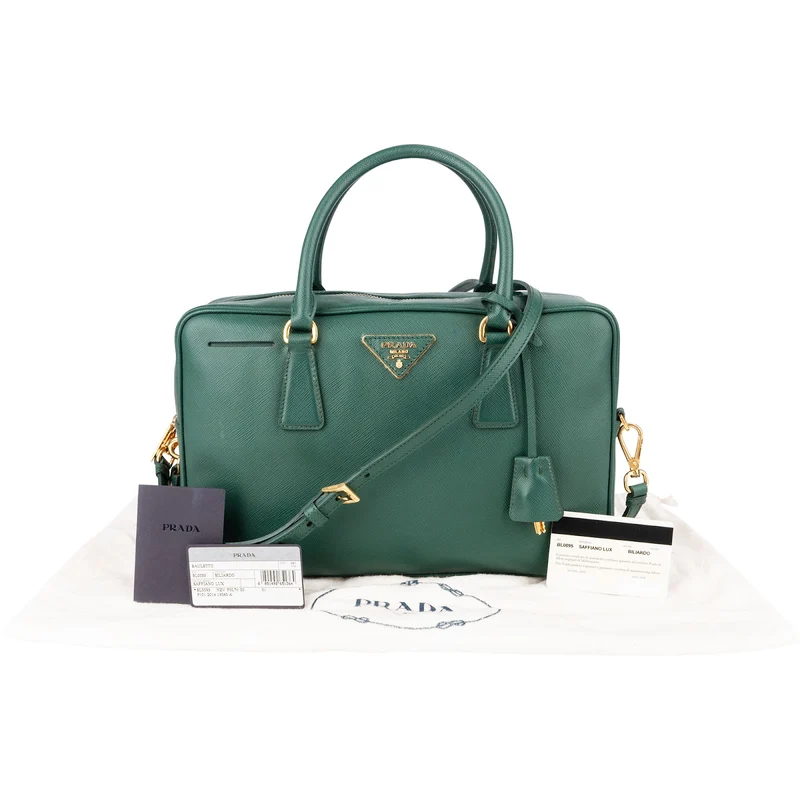 Prada Green Saffiano Leather Small Rectangular Coffer Handbag