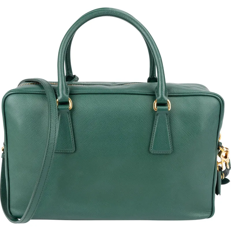 Prada Green Saffiano Leather Small Rectangular Coffer Handbag