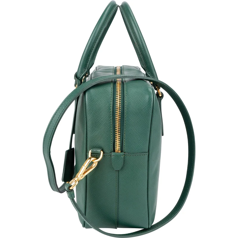 Prada Green Saffiano Leather Small Rectangular Coffer Handbag