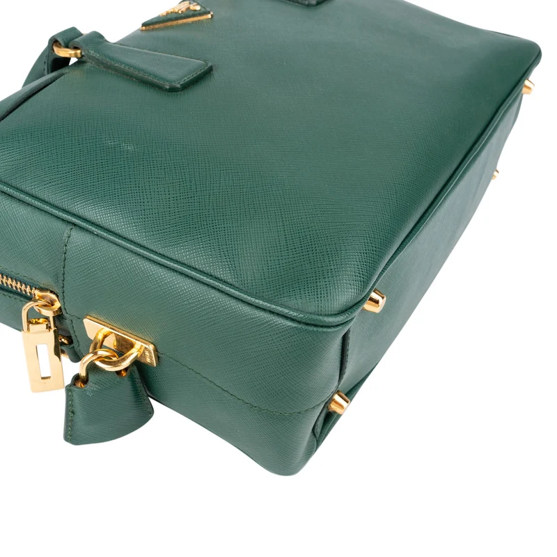 Prada Green Saffiano Leather Small Rectangular Coffer Handbag