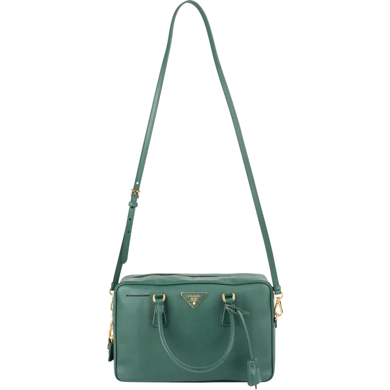 Prada Green Saffiano Leather Small Rectangular Coffer Handbag