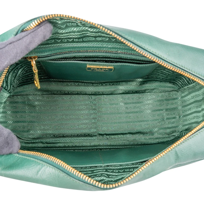 Prada Green Saffiano Leather Small Rectangular Coffer Handbag