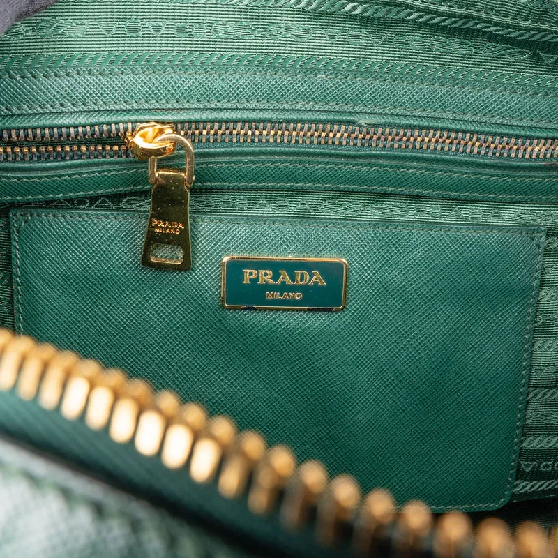 Prada Green Saffiano Leather Small Rectangular Coffer Handbag