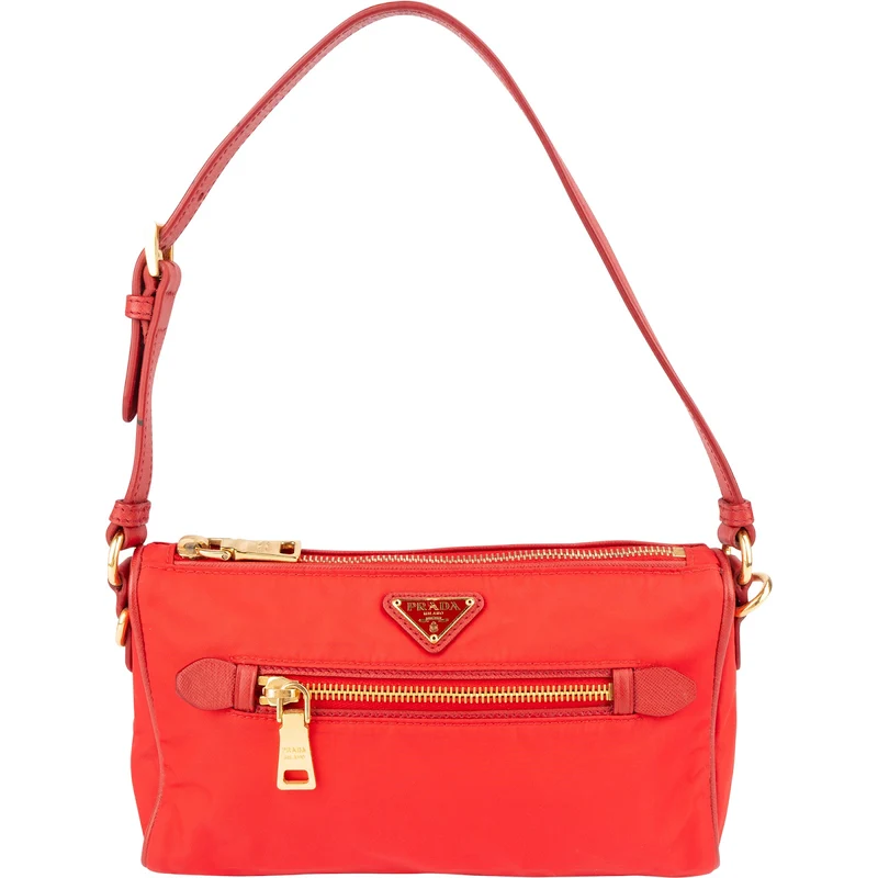 Prada Tessuto Nylon Saffiano Leather Shoulder Bag