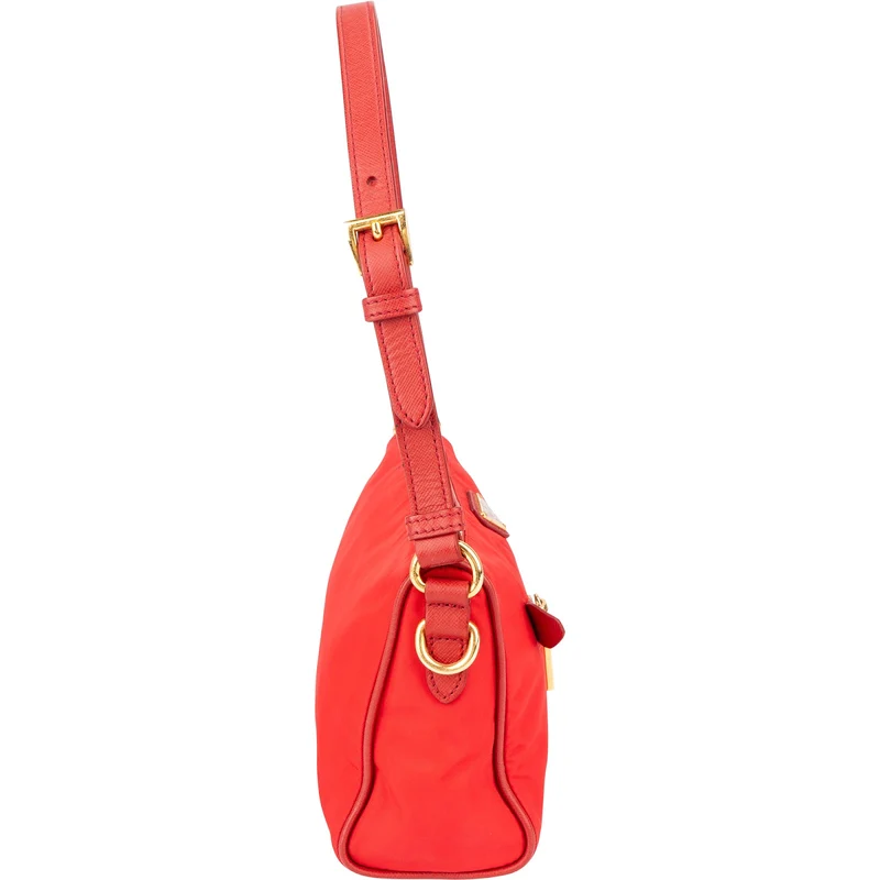 Prada Tessuto Nylon Saffiano Leather Shoulder Bag