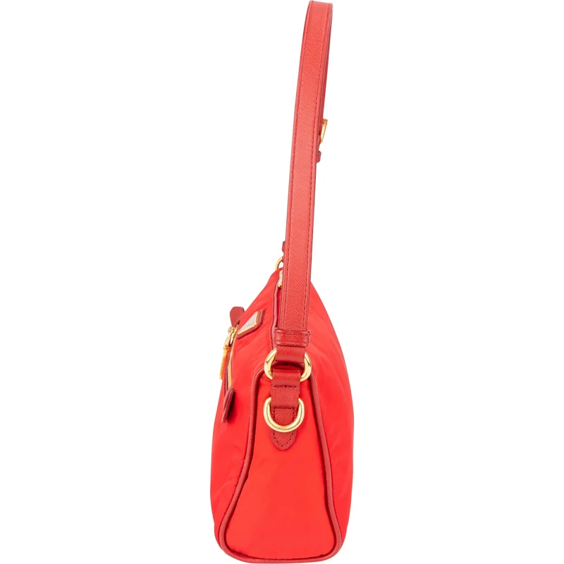 Prada Tessuto Nylon Saffiano Leather Shoulder Bag