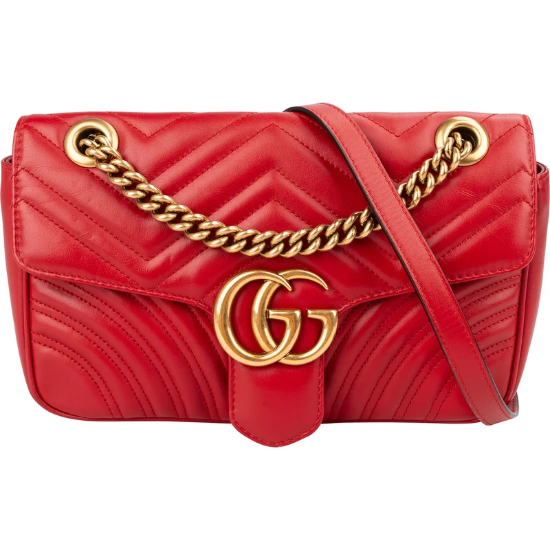 Gucci Chevron Matelassé Leather GG Marmont Medium Shoulder Crossbody Bag
