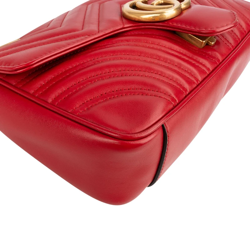 Gucci Chevron Matelassé Leather GG Marmont Medium Shoulder Crossbody Bag