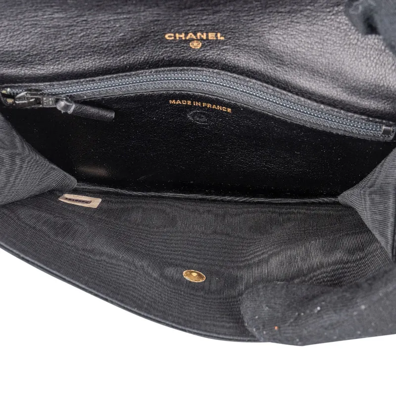 Chanel Quilted Satin Crystal CC Flap Clutch