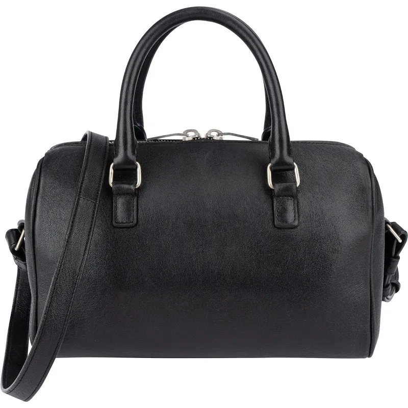 Yves Saint Laurent Black Leather Classic Baby Duffle Fringe Crossbody Bag