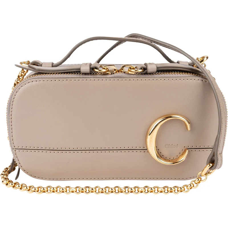 Chloé Taupe Leather C Vanity Mini Crossbody Bag