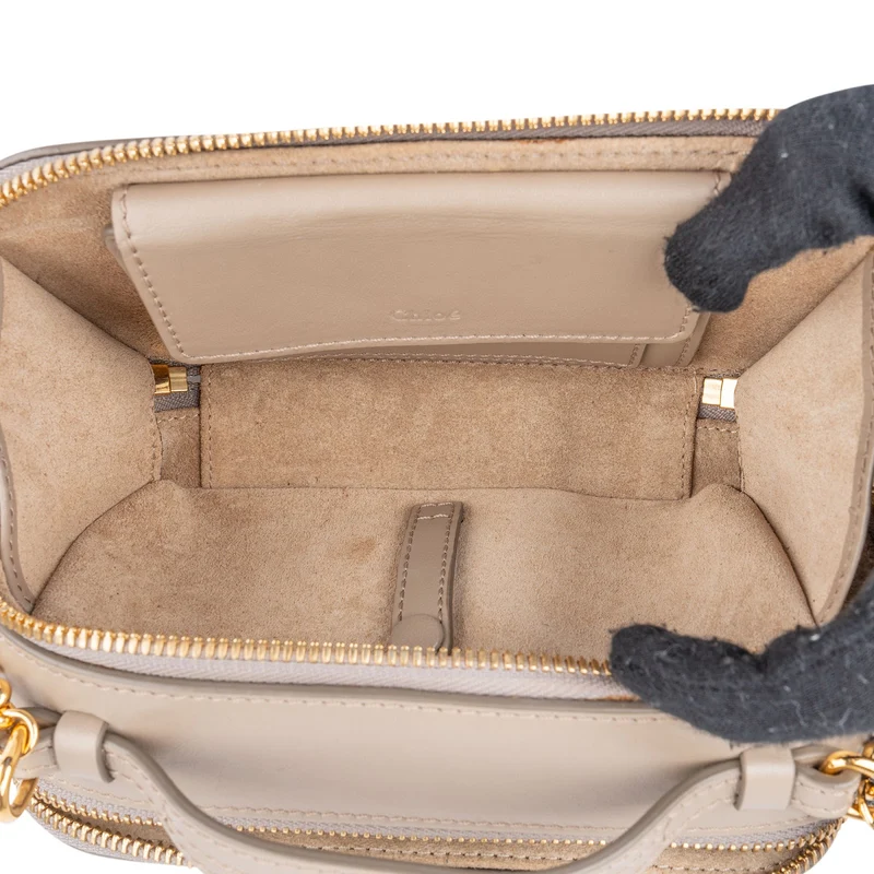 Chloé Taupe Leather C Vanity Mini Crossbody Bag