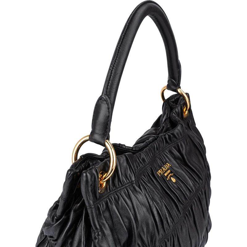 Prada Black Matelassé Nappa Leather Gaufre Shoulder Bag
