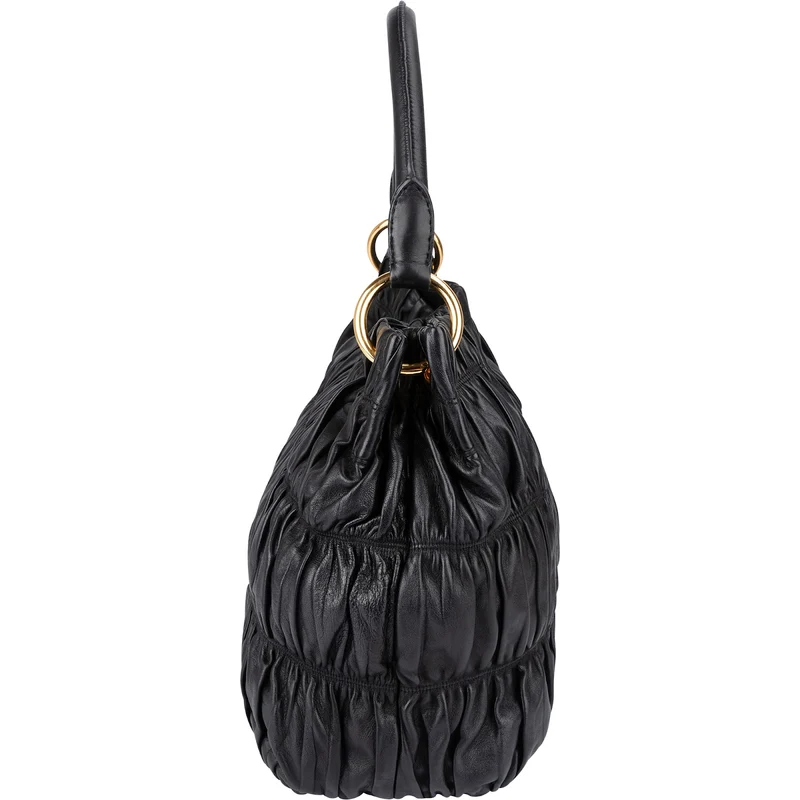 Prada Black Matelassé Nappa Leather Gaufre Shoulder Bag