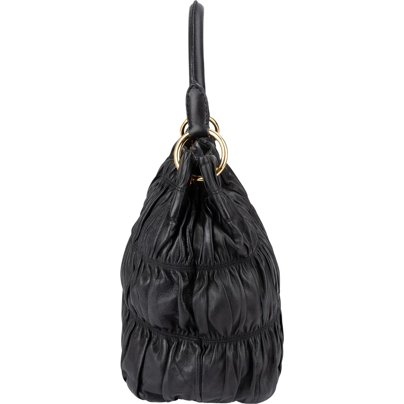 Prada Black Matelassé Nappa Leather Gaufre Shoulder Bag
