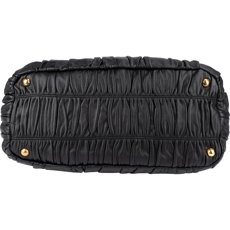 Prada Black Matelassé Nappa Leather Gaufre Shoulder Bag