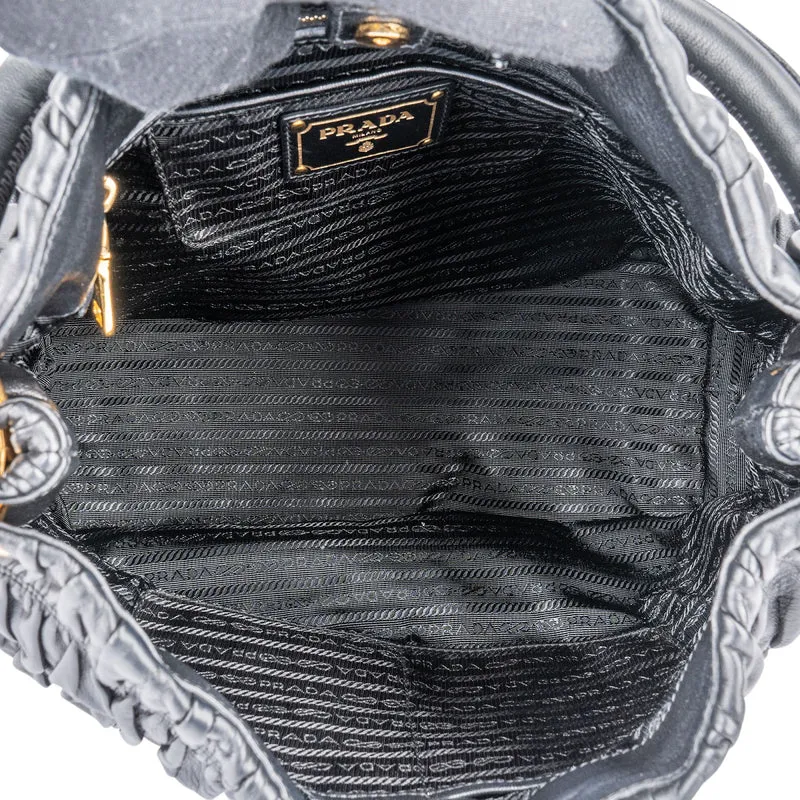 Prada Black Matelassé Nappa Leather Gaufre Shoulder Bag
