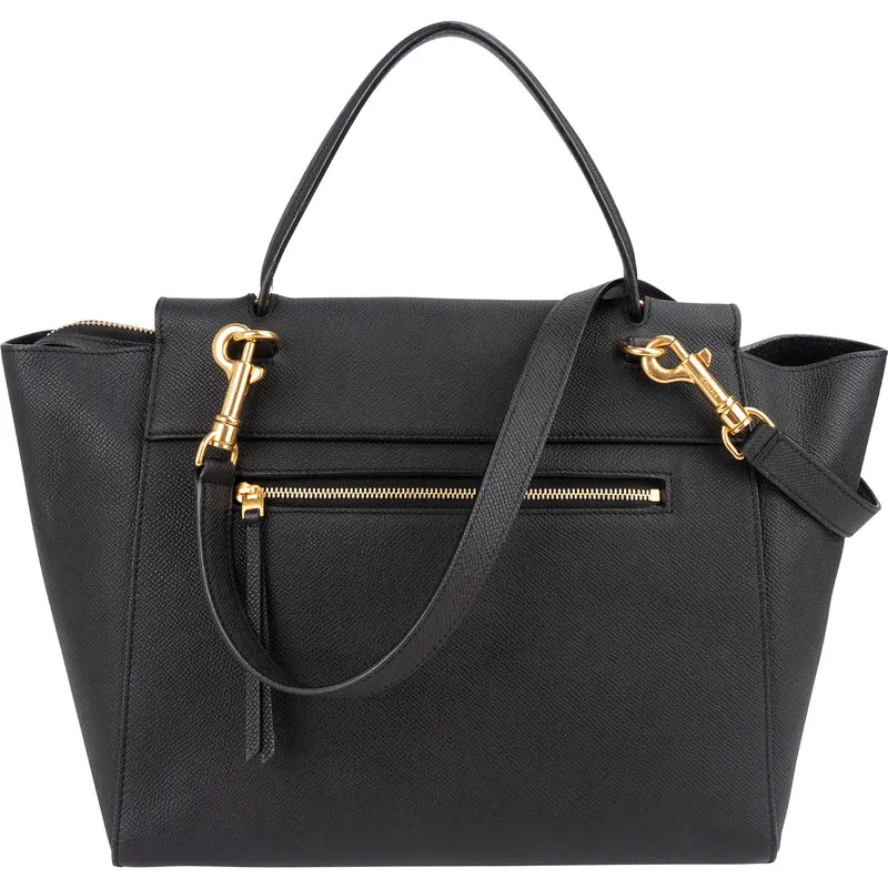 Céline Black Grained Leather Belt Handbag