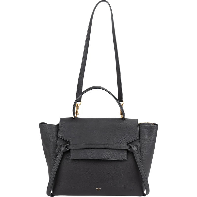 Céline Black Grained Leather Belt Handbag