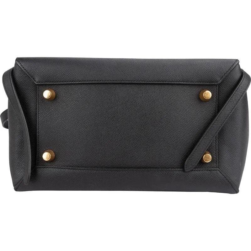 Céline Black Grained Leather Belt Handbag