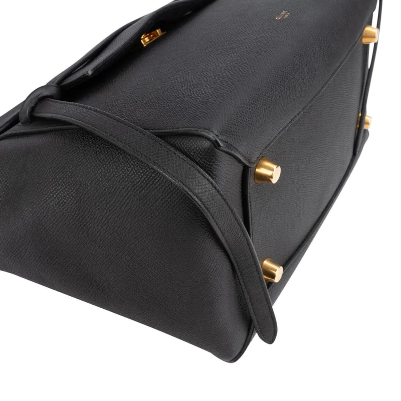 Céline Black Grained Leather Belt Handbag