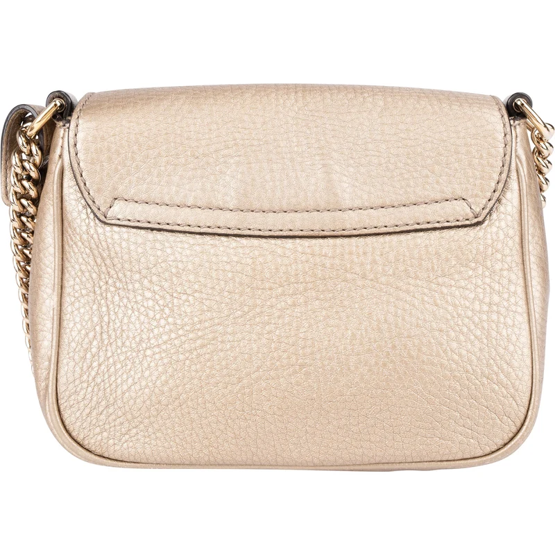 Gucci Pebbled Metallic Leather Soho Mini Saddle Chain Crossbody Bag