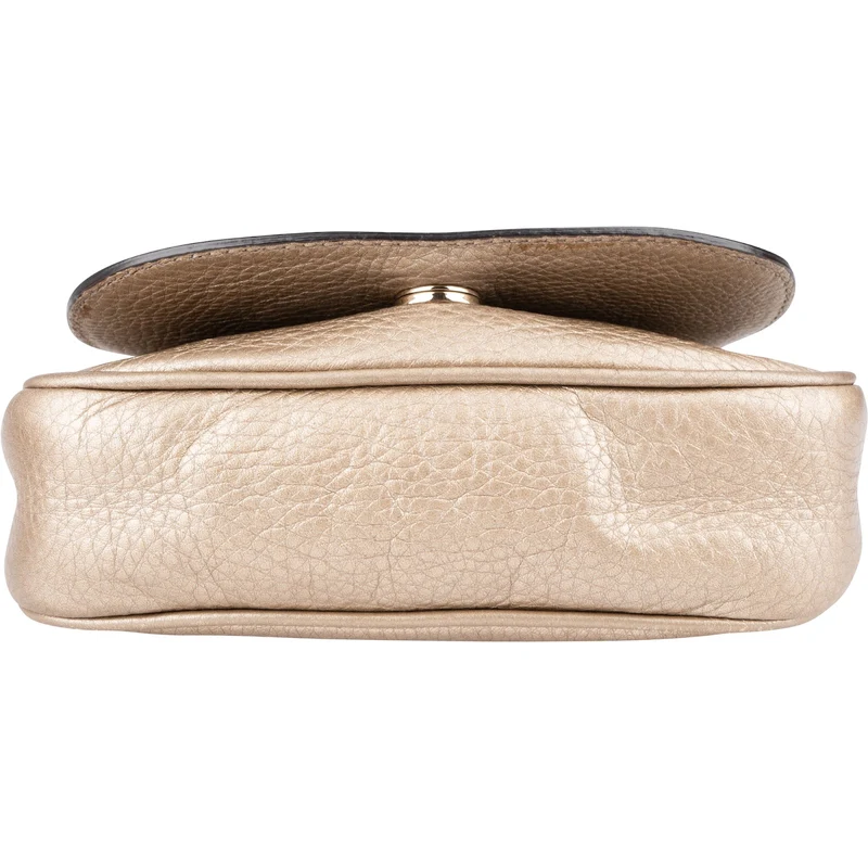 Gucci Pebbled Metallic Leather Soho Mini Saddle Chain Crossbody Bag