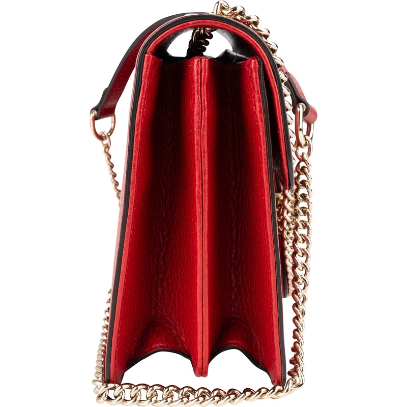 Gucci Red Grained Leather Interlocking GG Crossbody Bag