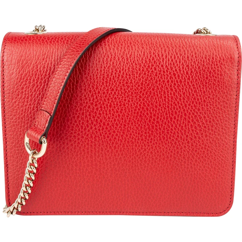 Gucci Red Grained Leather Interlocking GG Crossbody Bag