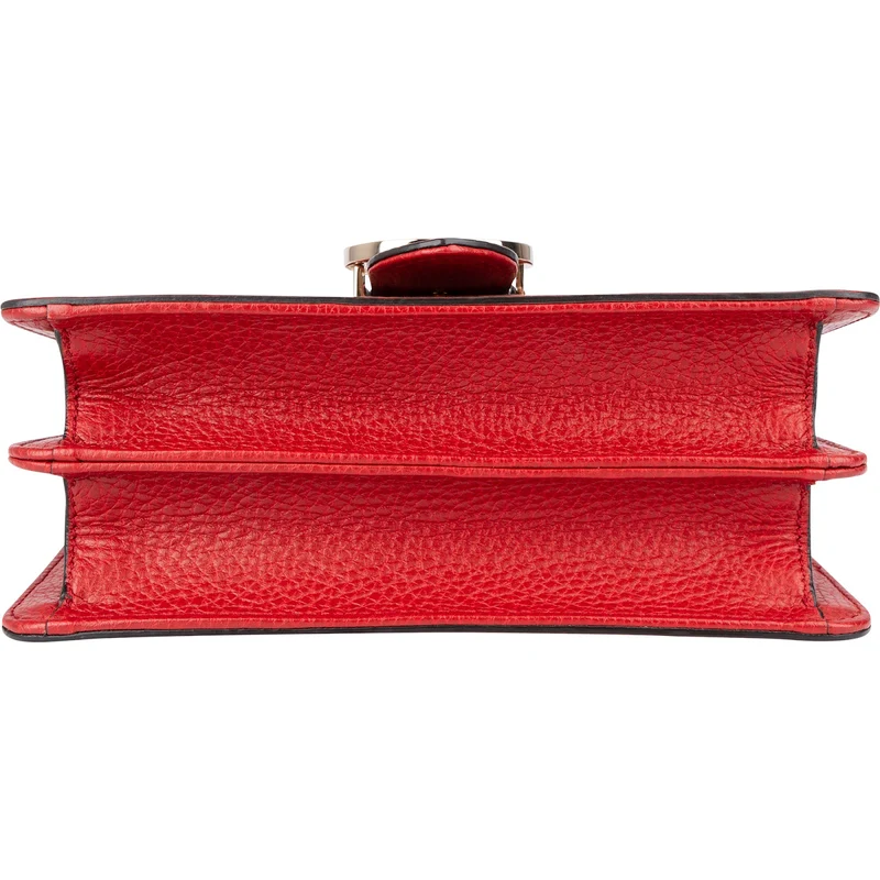 Gucci Red Grained Leather Interlocking GG Crossbody Bag