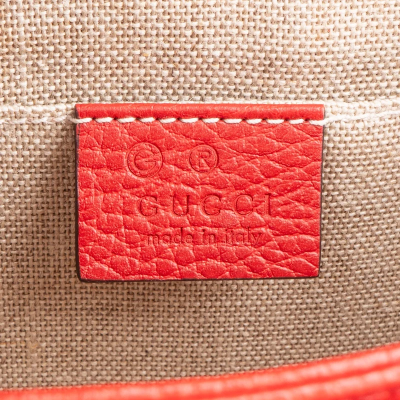 Gucci Red Grained Leather Interlocking GG Crossbody Bag