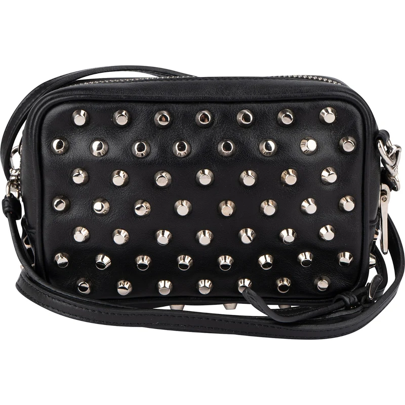 Prada Studded Soft Calf Leather Mini Camera Crossbody Bag