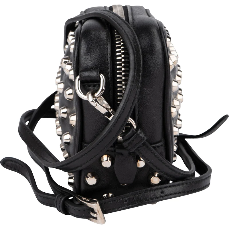Prada Studded Soft Calf Leather Mini Camera Crossbody Bag