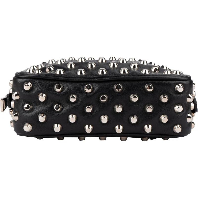 Prada Studded Soft Calf Leather Mini Camera Crossbody Bag