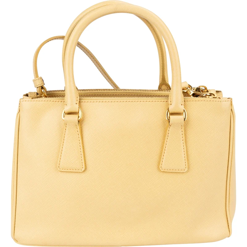 Prada Yellow Saffiano Leather Small Galleria Handbag