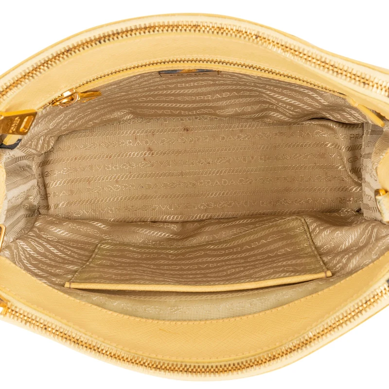 Prada Yellow Saffiano Leather Small Galleria Handbag