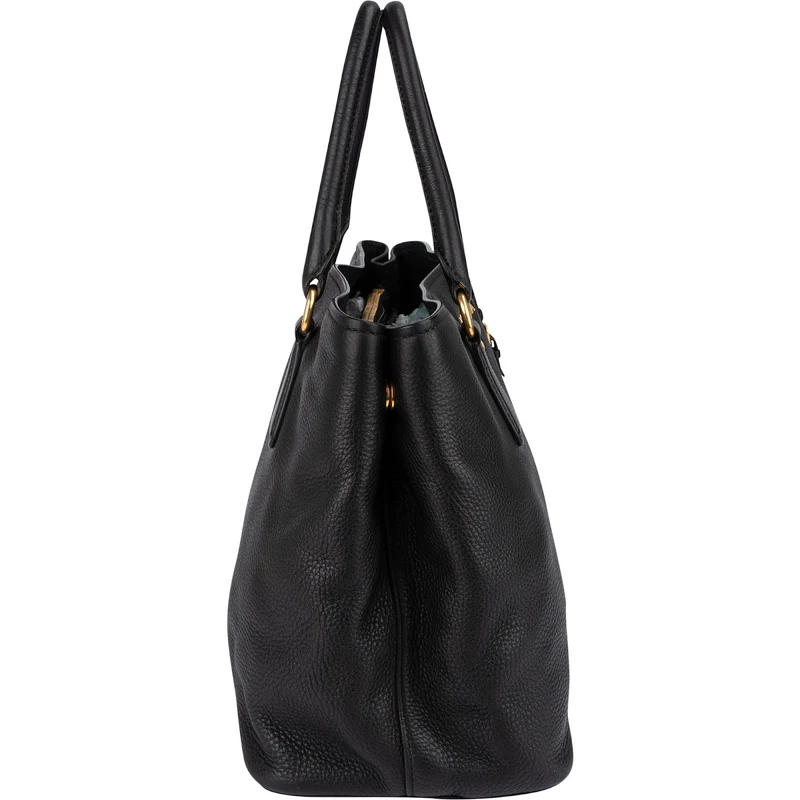 Prada Black Vitello Daino Leather Tote Handbag