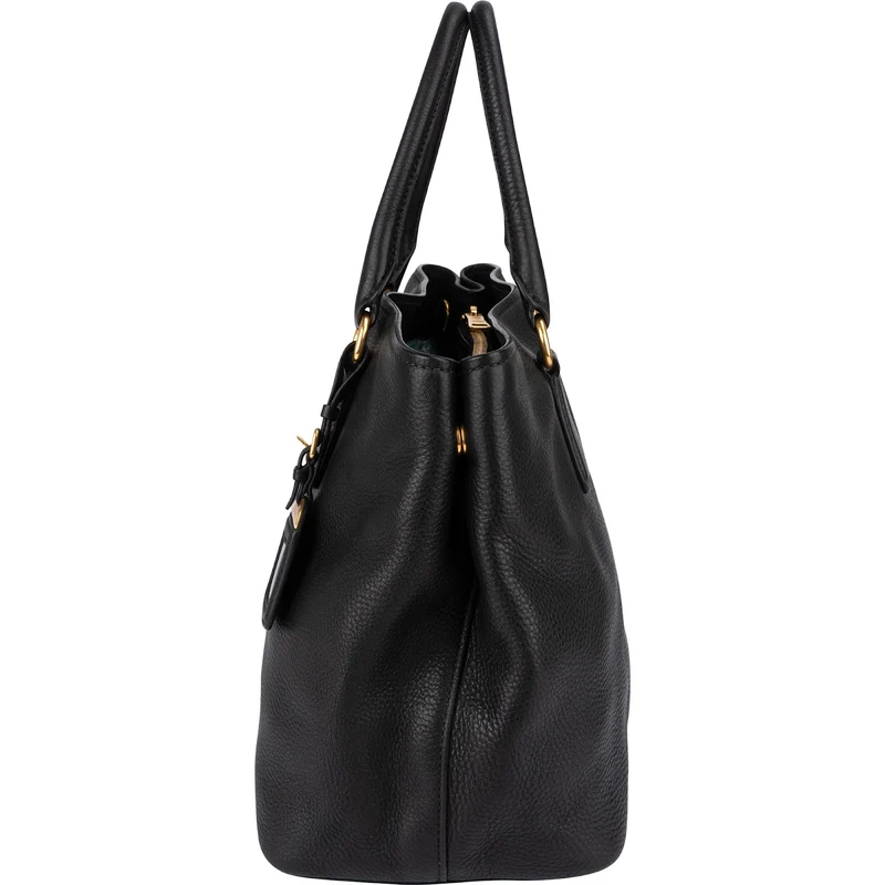 Prada Black Vitello Daino Leather Tote Handbag