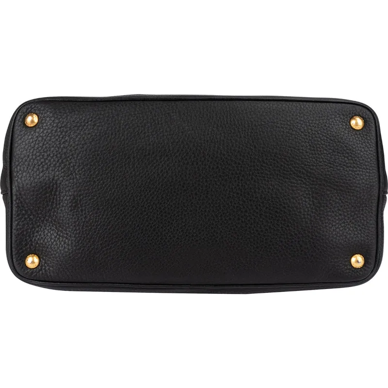 Prada Black Vitello Daino Leather Tote Handbag