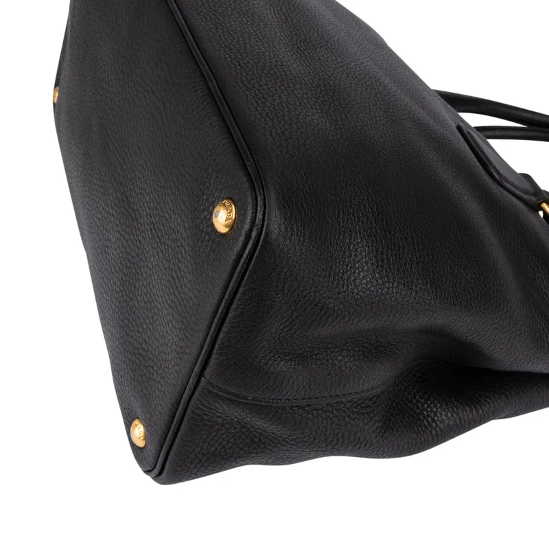 Prada Black Vitello Daino Leather Tote Handbag