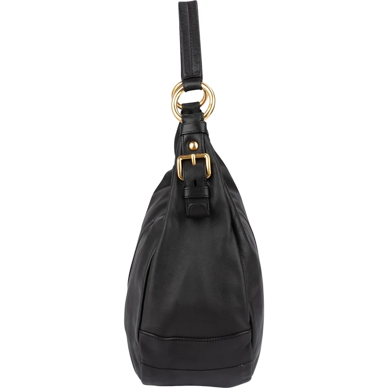 Prada Black Calfskin Leather Hobo Shoulder Bag